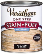Tinte de un solo paso de uretano modificado con acrílico base de agua, color pecan dorado semibrillante Varathane, 1 cuart...