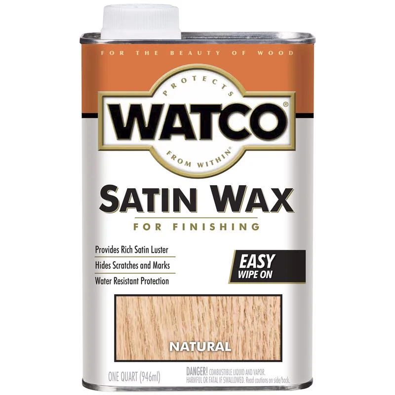 Cera de acabado base de aceite WATCO Satin Wax transparente de 1 cuarto de galón