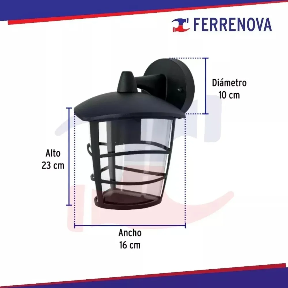 Arbotante tipo farol innovador suspendido para exteriores negro volteck 45093