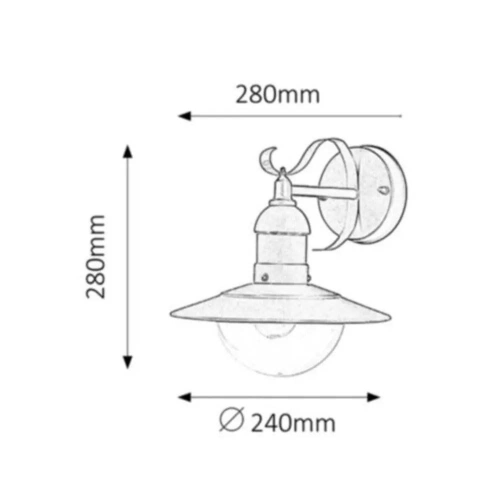 Certificado CE Rabalux Oslo aplique de jardín para fachada negro E27 60 W IP43 230 V
