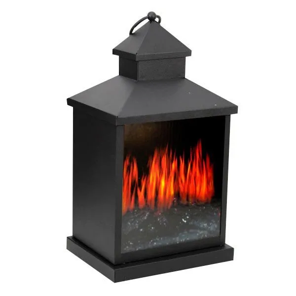 Partidor de Troncos Eléctrico Farol Grundig efecto chimenea 3 LED metálico 36 cm