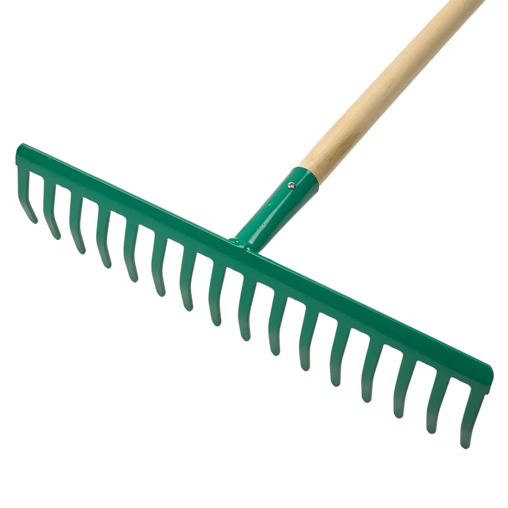 Ergonómico y Cómodo Rastrillo Jardin 16 Puas Mango De Madera 130 cm.