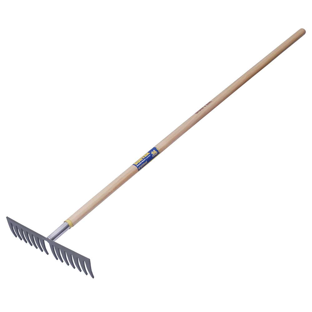 Rastrillo curvo para jardín con mango de madera 60", 14 dientes Surtek con Empuñadura Ergonómica