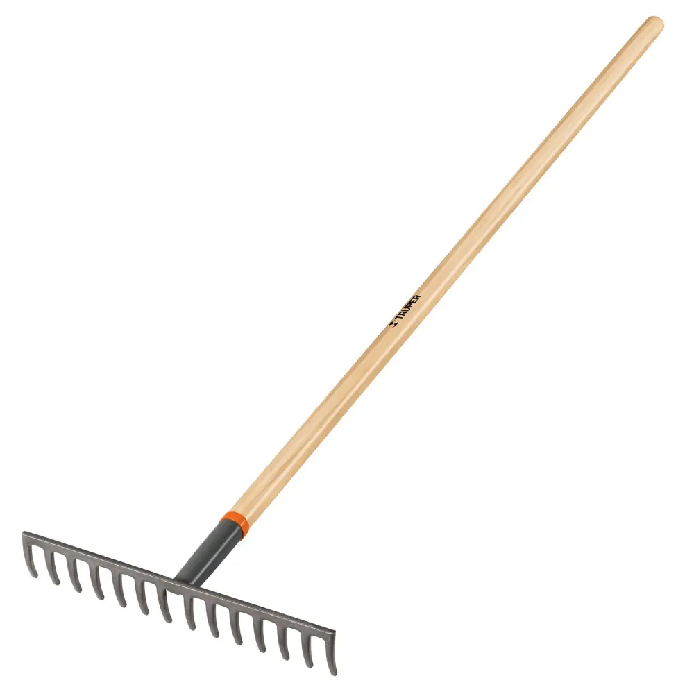 Rastrillo recto, 14 dientes, mango 54" de Mango de Fresno