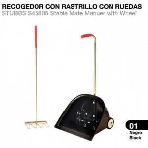 RECOGEDOR CON RASTRILLO CON RUEDAS STUBBS S45805 con Empuñadura Ergonómica
