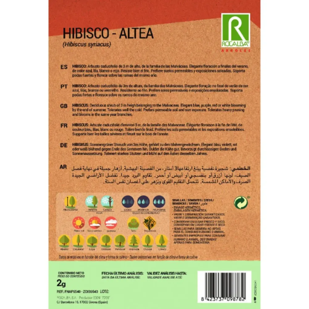 Semillas de Hibisco Hibiscus syriacus para Sembrar en Maceta