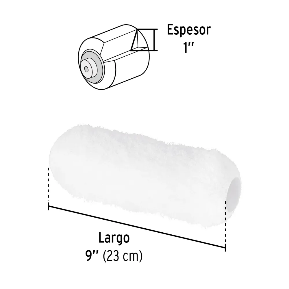 Felpa para rodillo, 9 x 1', superficies muy rugosas, Pretull (Talla L)