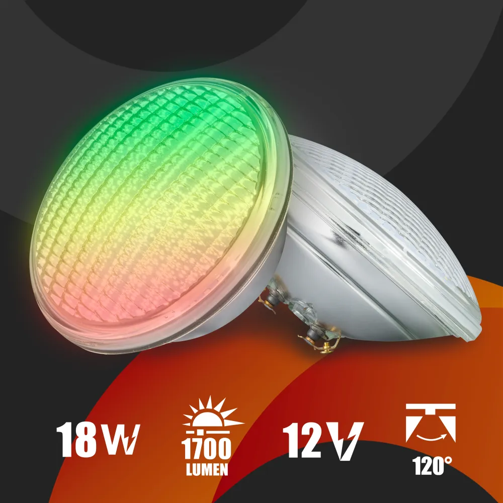 Bombilla LED par56 para piscina dc 12v rgb+w 18w( 1 bombilla y 1 mando)