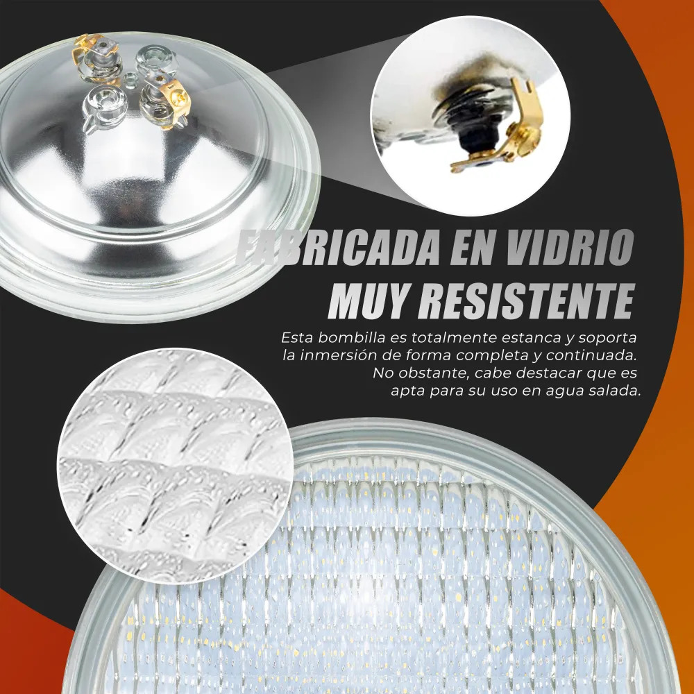 Bombilla LED par56 para piscina dc 12v rgb+w 18w( 1 bombilla y 1 mando)