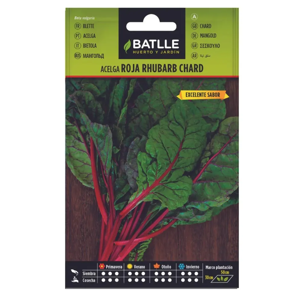Semillas de Acelga Roja Rhubarb Chard Batlle para Zona de Sombra