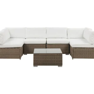 Conjunto de jardín de ratán blanco 6 plazas BELVEDERE con Garantí de Germinación