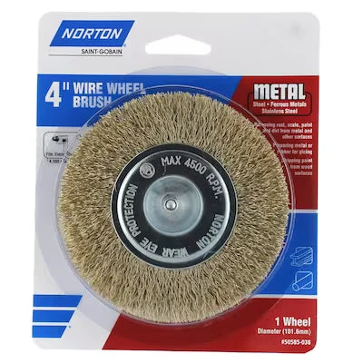 Cultivador de Mano de 3 Dientes Cepillo de Alambre Norton 50585-038 4" Rueda Gruesa para Taladro