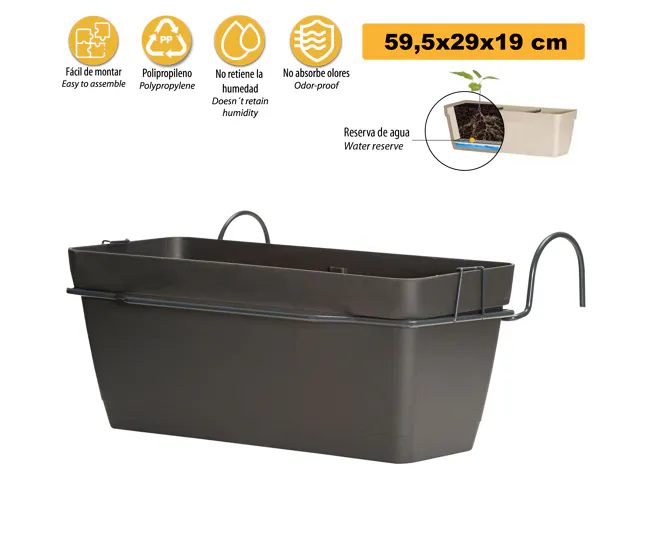 Cultivador de Mano de 3 Dientes Jardinera 60 cm con soporte perimetral metálico