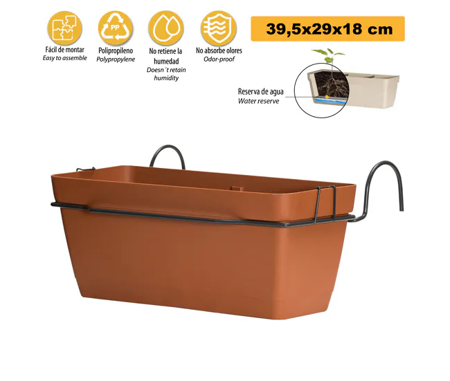 Cultivador de Mano de 3 Dientes Jardinera 40 cm con soporte perimetral metálico
