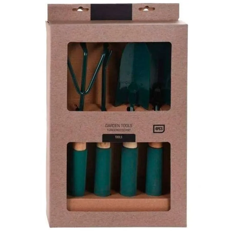 Ergonómico y Cómodo Set de 4 accesorios de jardinerí Garden Tools con mango de espuma verde/natural