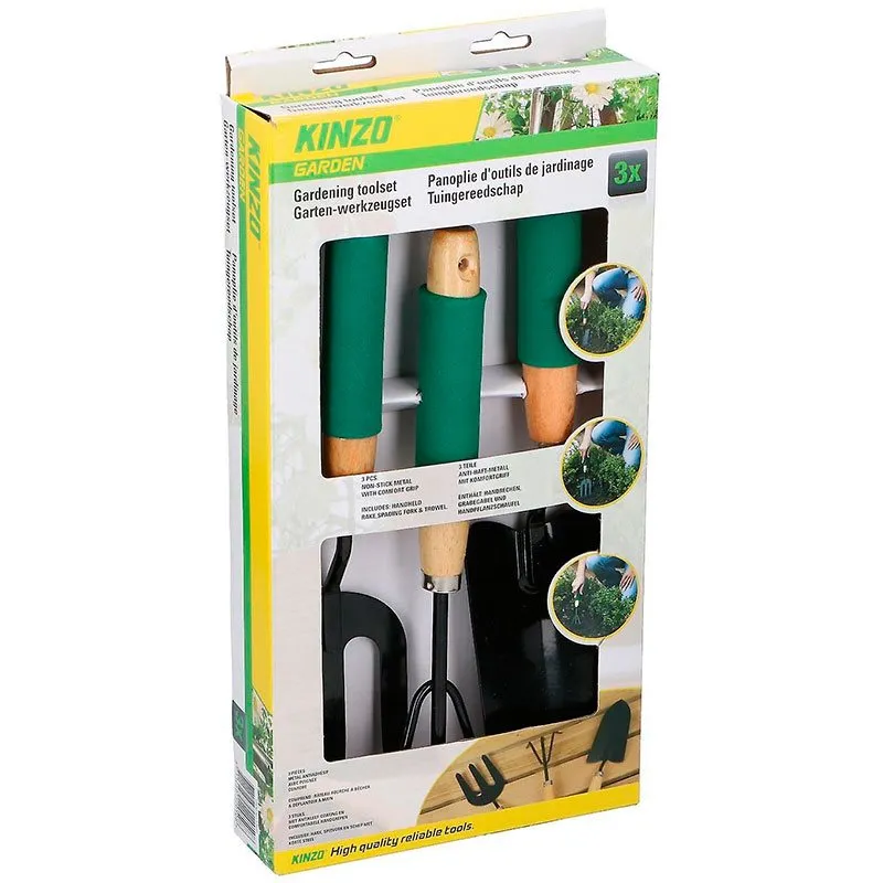Ergonómico y Cómodo Set 3 herramientas de jardinerí Kinzo con mango de espuma