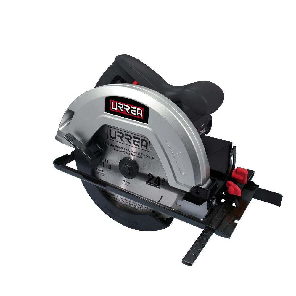 Sierra circular 7-1/4" 1,500 W 120 V, 5,000 RPM Urrea SC907B con Filio de Acero al Carbono