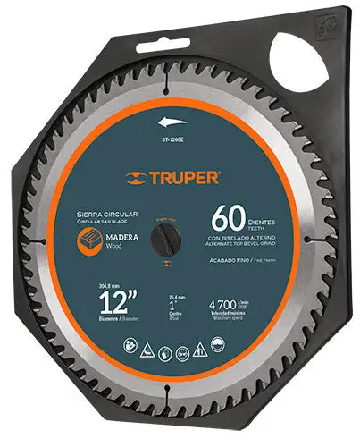 Sierra circular p/madera 12', 60 dientes, centro 1' para Huertos Urbanos