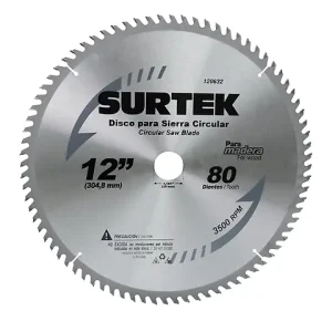 Surtek 120632 disco sierra circular 12 pulgadas 80 dientes 1 3/16 pulgadas | Garantí Incluida