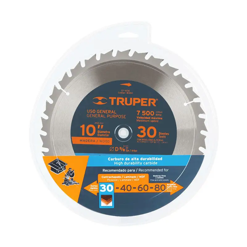 Transplantador de Acero Forjado Disco sierra 10" para madera, 30 dientes centro 5/8", truper