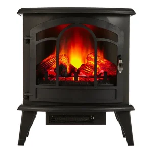 Chimenea Eléctrica de suelo, 2000W diseño típico en acero negro, con patas y mando distancia para Poda de Árboles