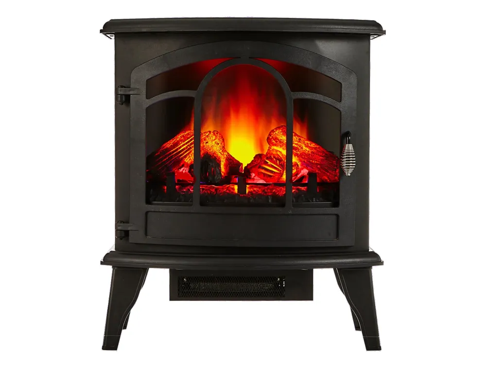 Chimenea Eléctrica de suelo, 2000W diseño típico en acero negro, con patas y mando distancia para Poda de Árboles