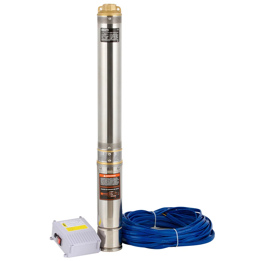 ELECTROBOMBA SUMERGIBLE POZO PROFUNDO 4" 1.5 HP con Mango Telescópico Extensible