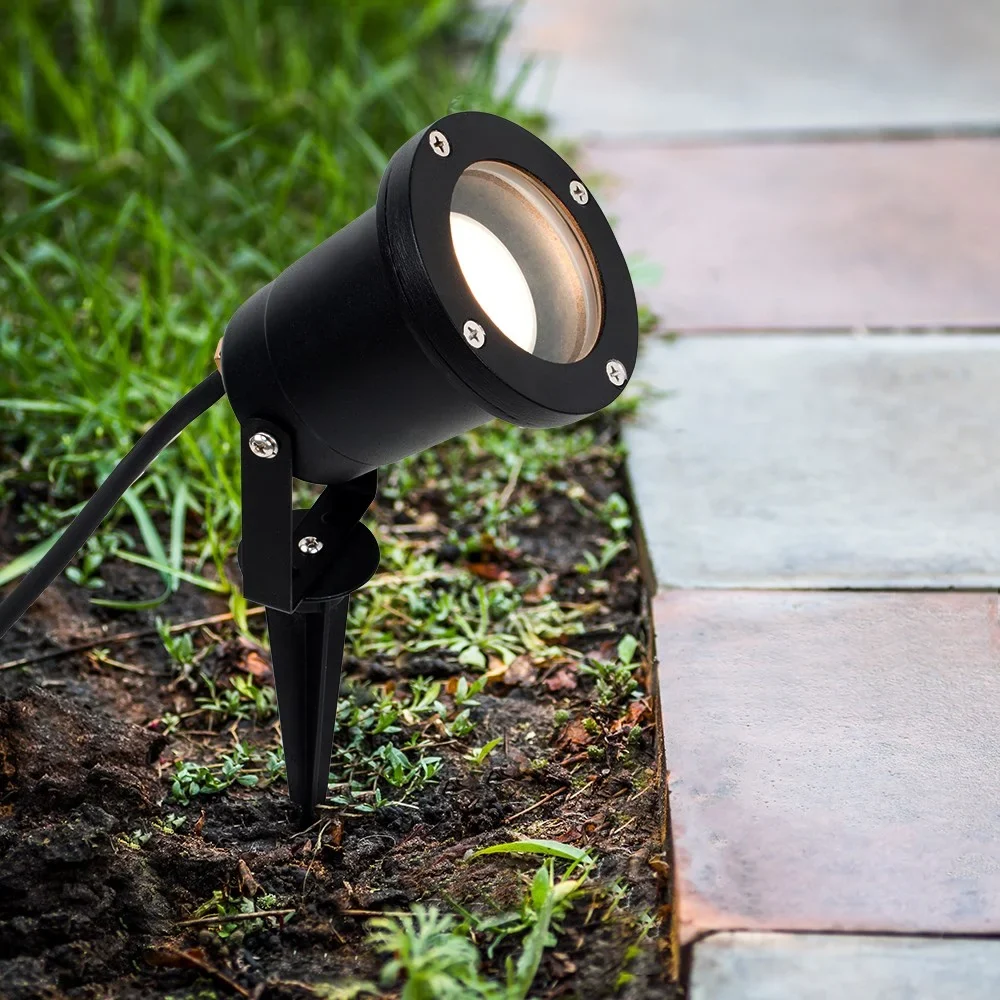 Estaca jardín resina negro IP65 Ø 10x32 cm GU10 - MUES0004 Diseño Equilibrado