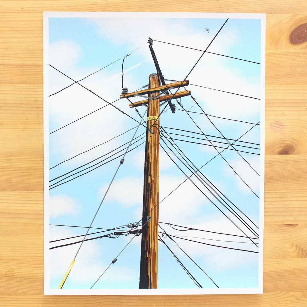 LÁMINA - I never draw, BACKYARD TELEPHONE POLE POWER LINE LOS ANGELES, CALIFORNIA | Envío Rápido Disponible