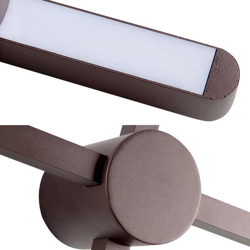Lámpara de pared moderna con poste de metálico, aplique de líneas cruzadas, color marrón, para sala de estar Marron