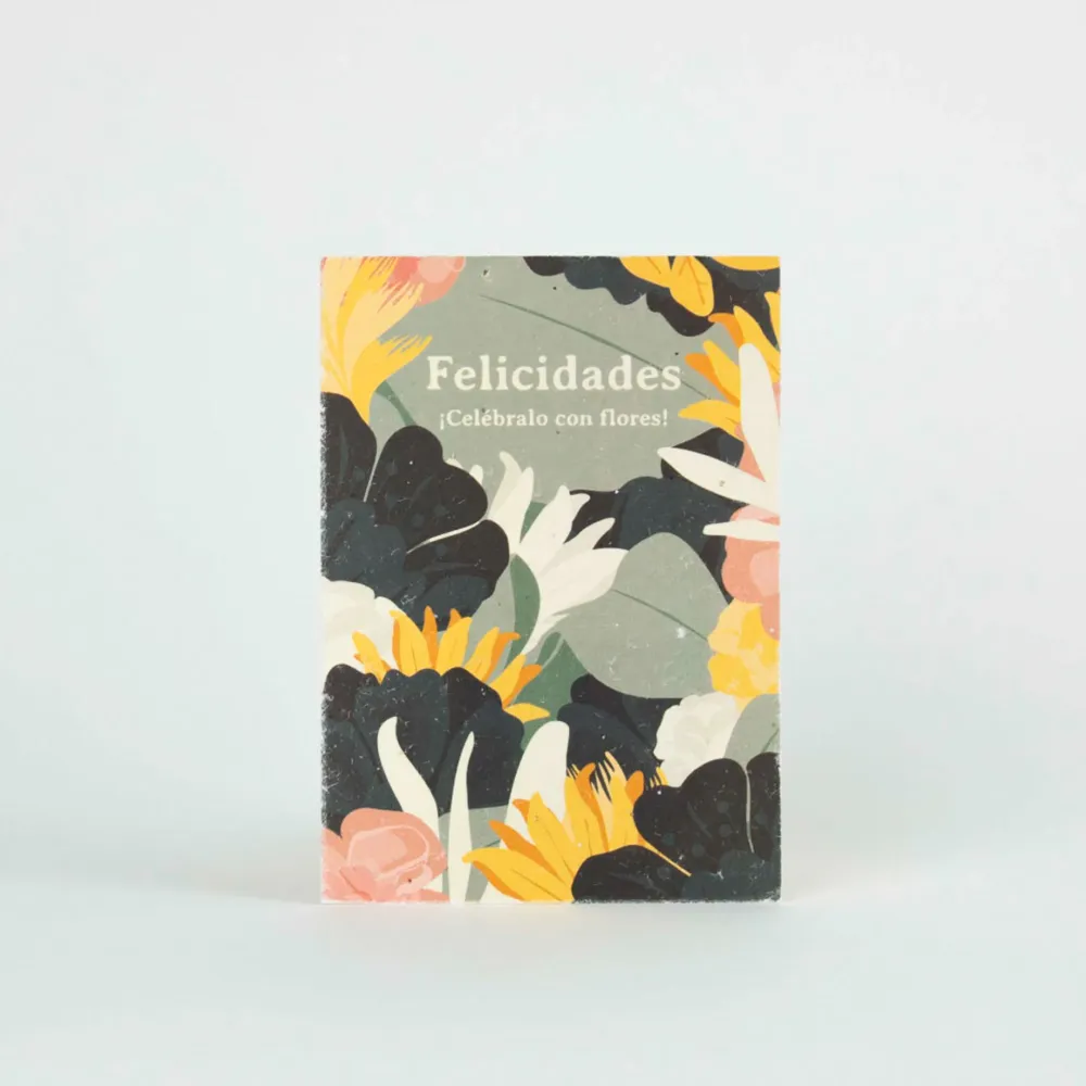 Postal Plantable "Felicidades! Celébralo con flores" Resetea con Empuñadura Auxiliar