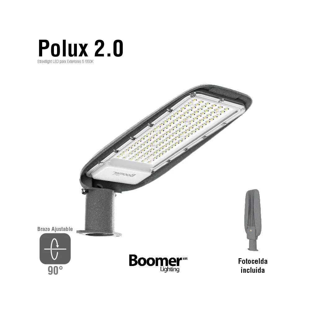 POSTE STREETLIGHT CON FOTOCELDA DIMINUTO, 50W, LUZ FRÍ, 6000LM