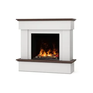 Sierra para Ramas Altas Tormes - chimenea eléctrica de suelo sin calefacción blanco mate/roble