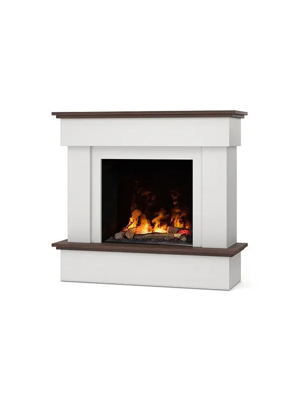 Sierra para Ramas Altas Tormes - chimenea eléctrica de suelo sin calefacción blanco mate/roble