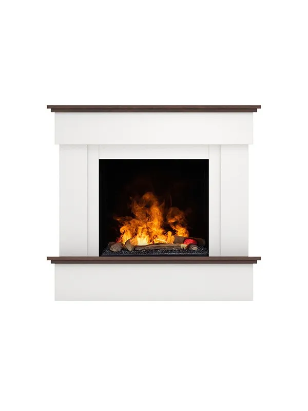 Sierra para Ramas Altas Tormes - chimenea eléctrica de suelo sin calefacción blanco mate/roble
