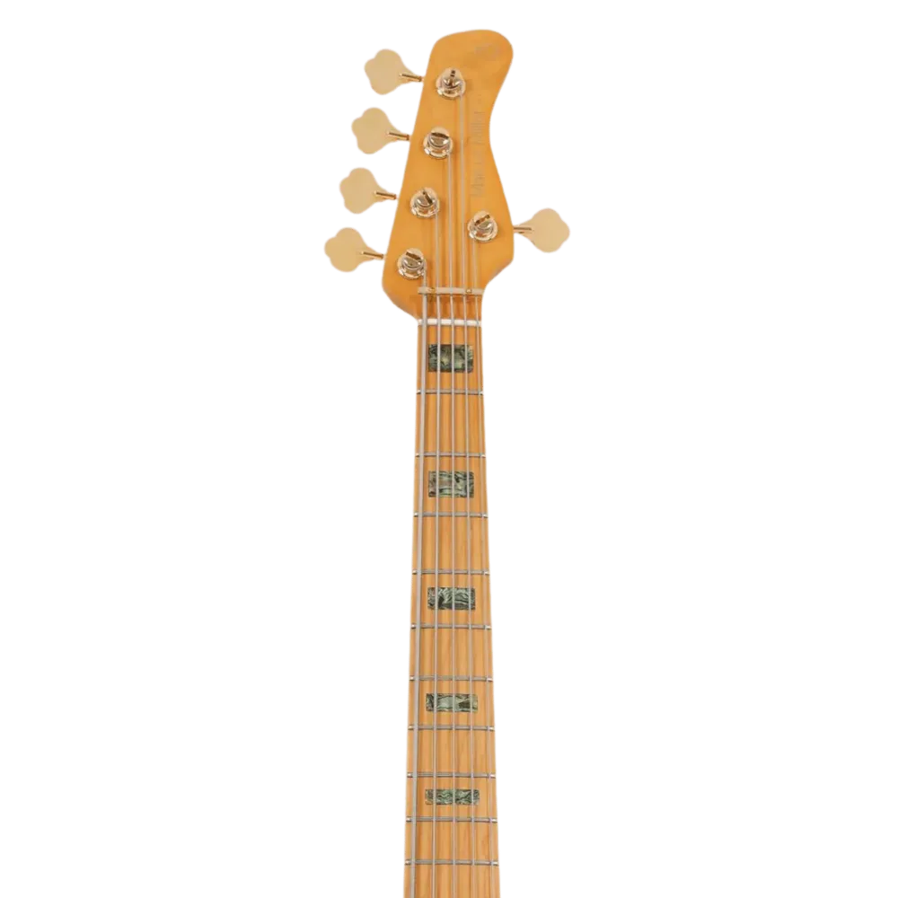 Sire V10-5 Transparent Green Tela suave Poplar Burl (2nd Gen) - Bajo Eléctrico con Mango Telescópico Extensible