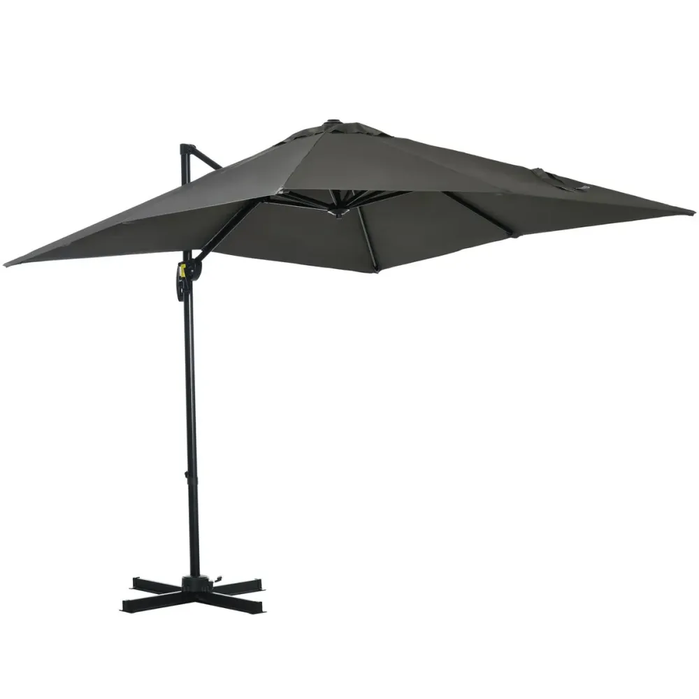 Sobrilla de jardín Outsunny con manivela y poste giratorio gris Ø2,45 m con Mango Extensible