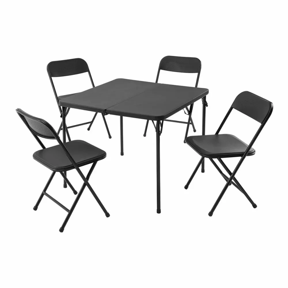 Conjunto de Mesa con 4 Sillas Redcliffs Negro Plegable