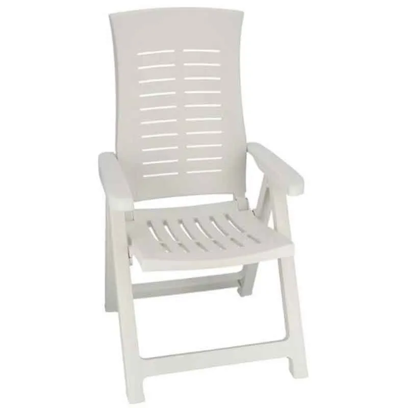 Silla de exterior reclinable 5 posiciones plegable blanco 108x58x62 cm