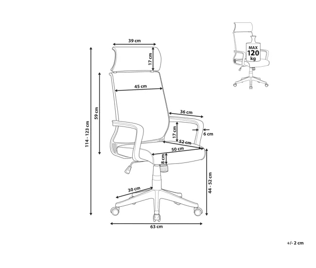 Silla oficina reclinable de piel sintética gris/blanco LEADER