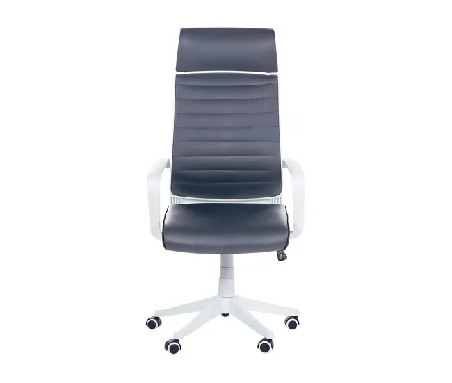 Silla oficina reclinable de piel sintética gris/blanco LEADER