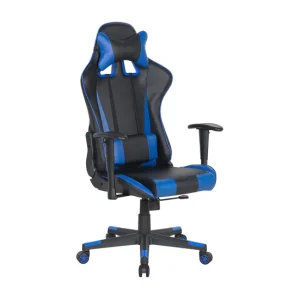 Silla de oficina reclinable de piel sintética negro/azul turbio GAMER