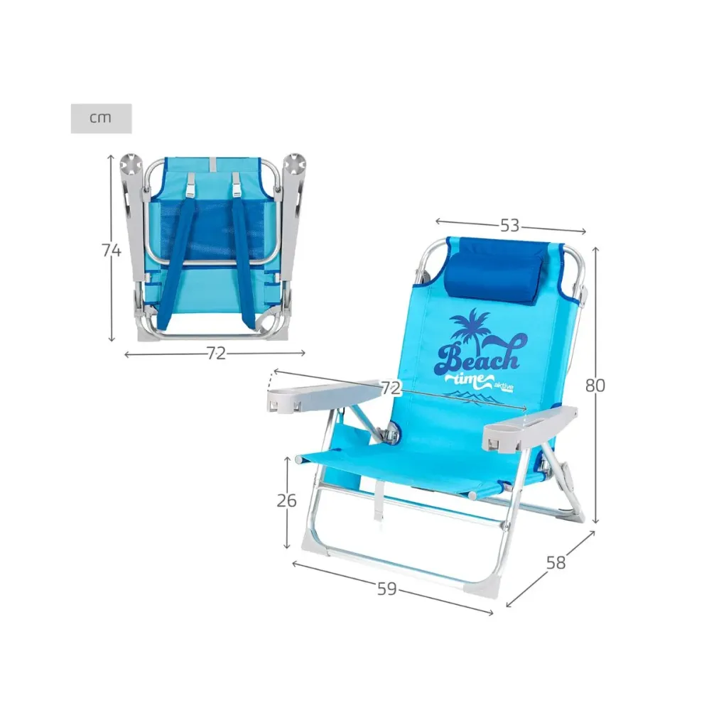 Silla de playa Aktive reclinable 5 posiciones azul