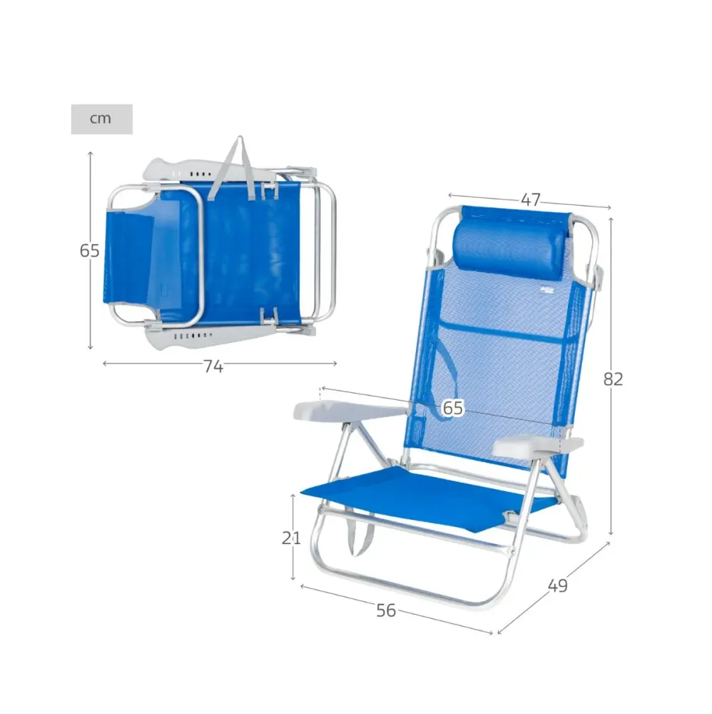 Silla de playa Aktive reclinable + reposabrazos