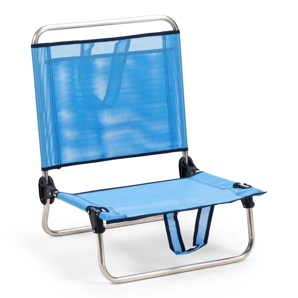 Silla de playa y jardín plegable solenny con respaldo bajo bolsillo y asas