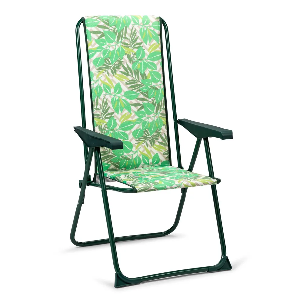 Silla plegable de jardín solenny reclinable acolchada con respaldo largo 62x