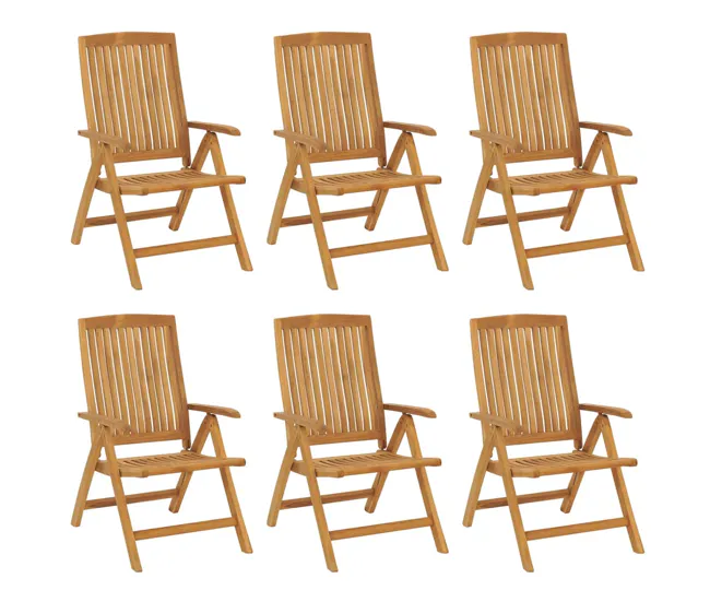 Sillas de jardin reclinables y cojines 6 unidades madera maciza teca