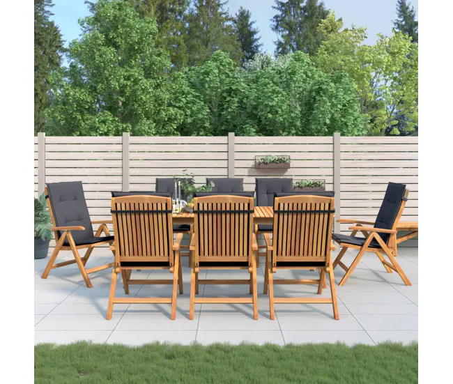 Sillas de jardin reclinables y cojines 8 unidades madera maciza teca