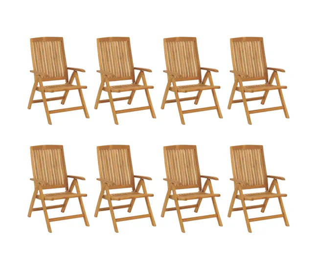 Sillas de jardin reclinables y cojines 8 unidades madera maciza teca