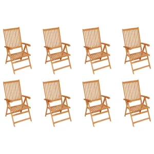 Sillas de jardin reclinables 8 unidades madera maciza de teca